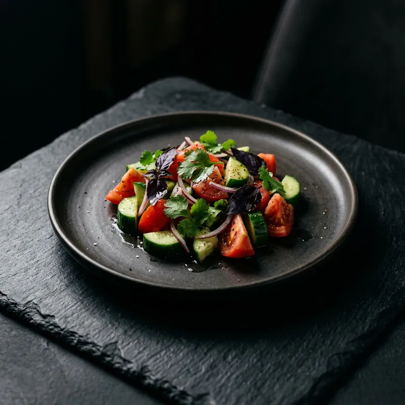 კიტრი-პომიდვრის სალათი კახური ზეთით