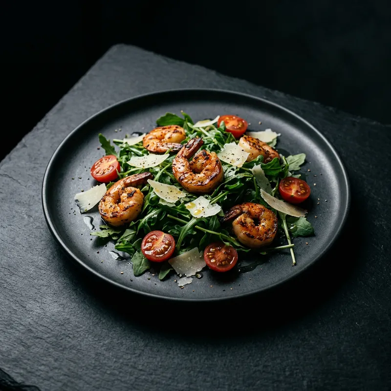 რუკოლას სალათი კრევეტებით